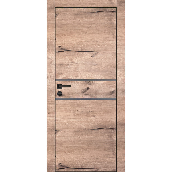 Межкомнатная дверь Graf PX-18 черная кромка с 4-х ст. Серый мателак Дуб пацифик (2000 х 800)