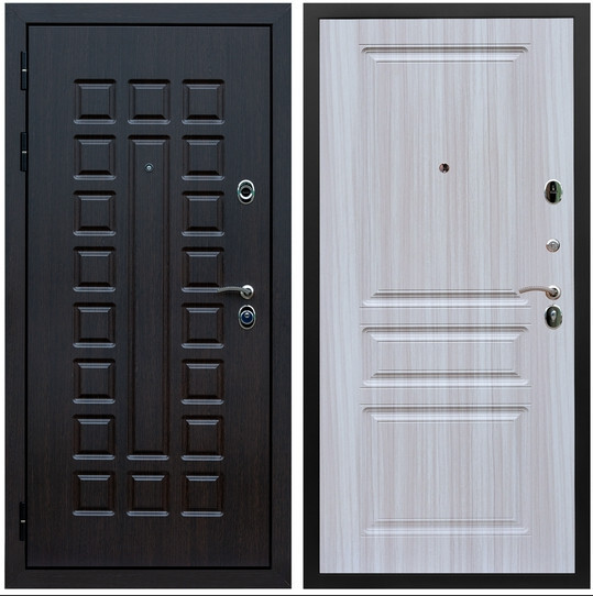 Дверь входная Graf Люксор 3К Шагрень черная / МДФ 16 мм ФЛ-243 Сандал белый