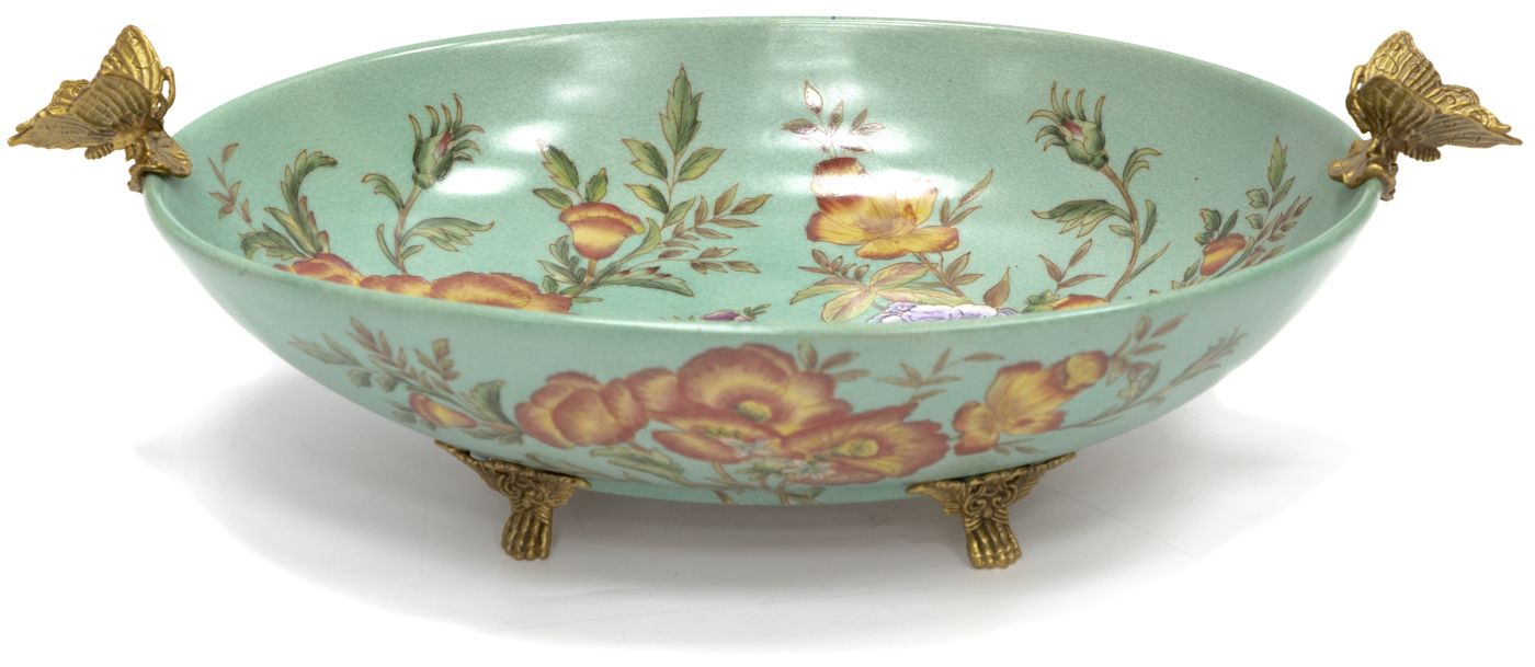 Блюдо овальное с бабочками Glasar 31G2427/HD010C/HLG2037