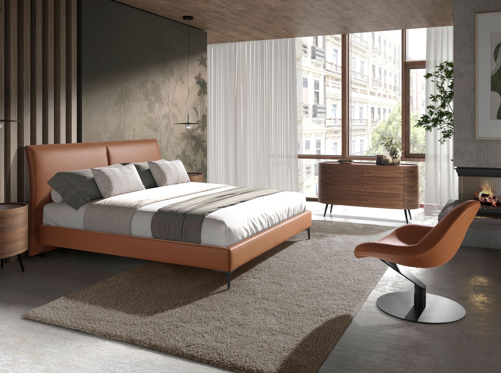 Кресло поворотное 5116/SF991 коричневое из экокожи Angel Cerda