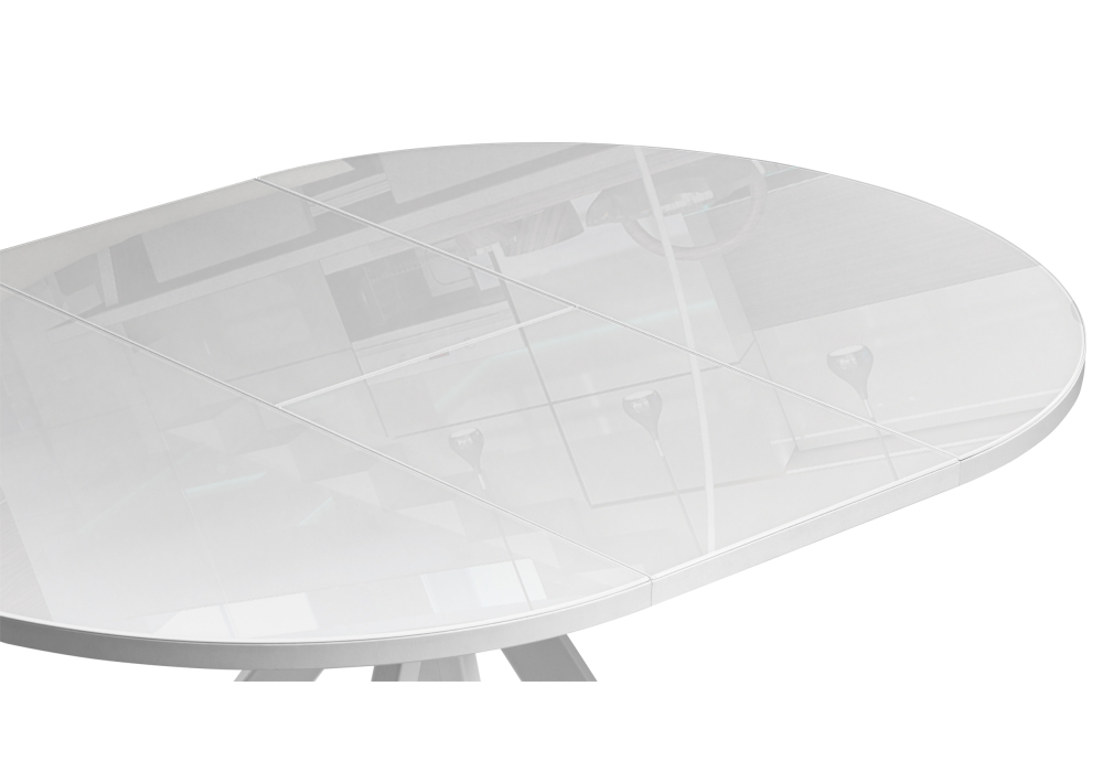 Стол стеклянный Woodville Ален 100(140)х100х74 ультра белое стекло / белый 516557