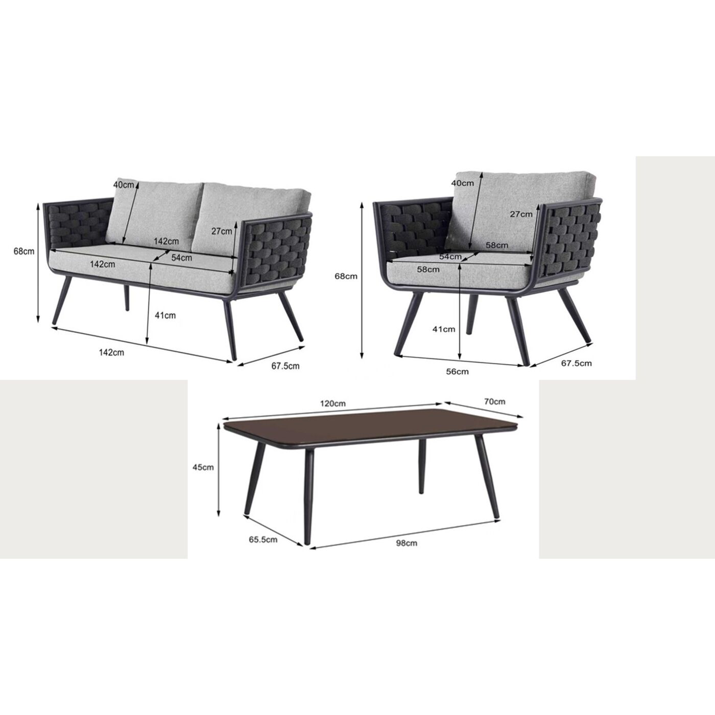 Диван Set Malta Anthracite (4/part) KARE 70555