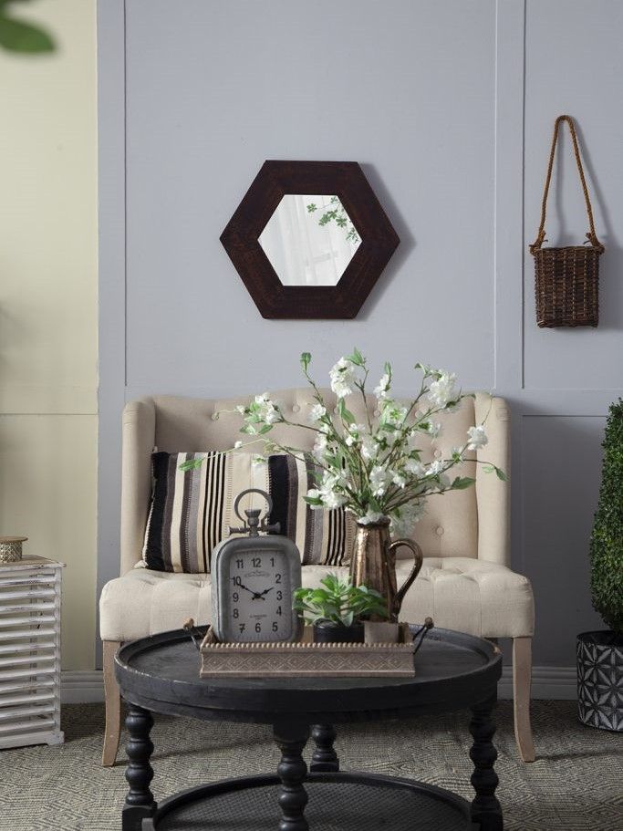 Зеркало настенное из тикового дерева Glasar 85824-BROW