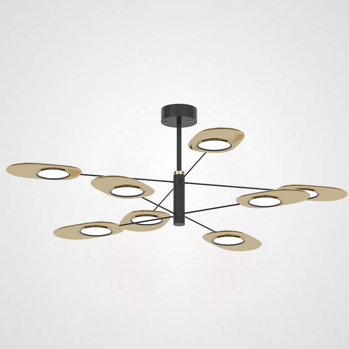 Люстра на штанге INGEL D110 8 lamps Black/Gold by ImperiumLoft