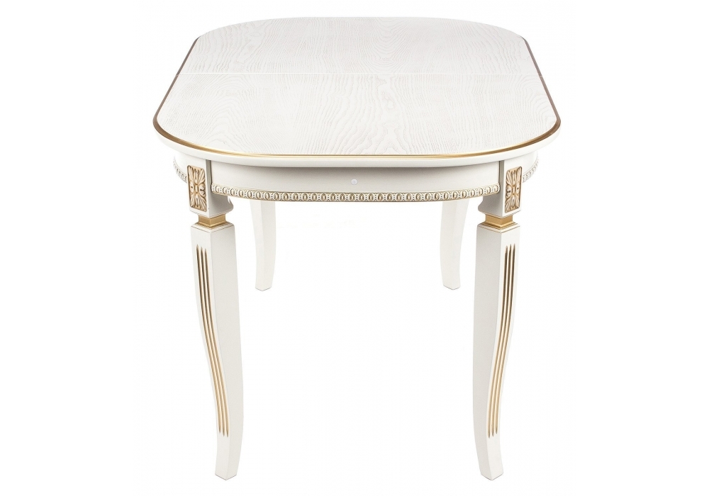 Стол деревянный Woodville Romeo 130(170)х85х75 молочный / патина золото 438325