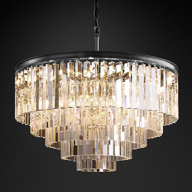 Люстра Restoration Hardware 1920s Odeon Clear Glass Fringe 5-Tier Grey Iron