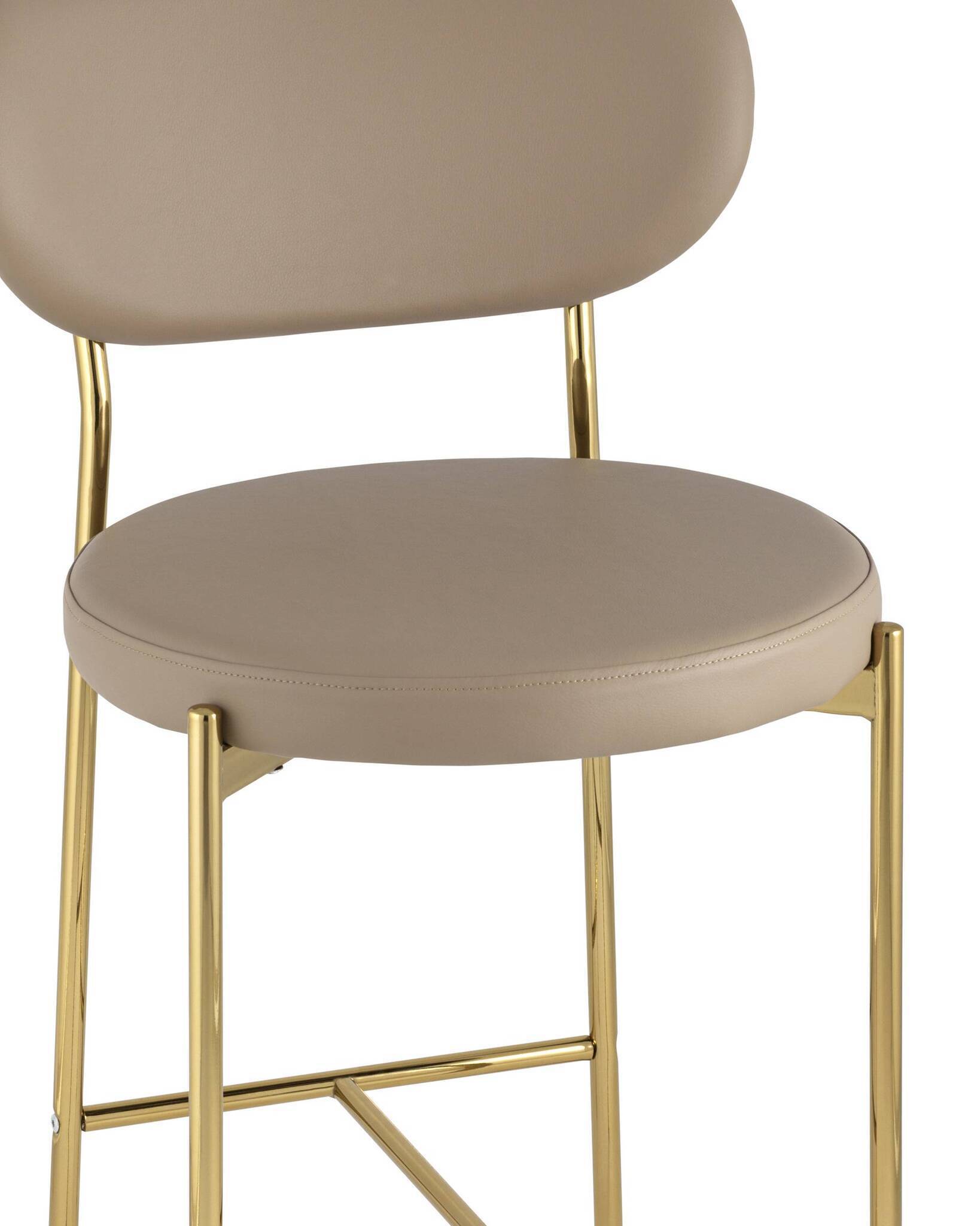 Стул полубарный Барбара экокожа бежевая золотые ножки Stool Group