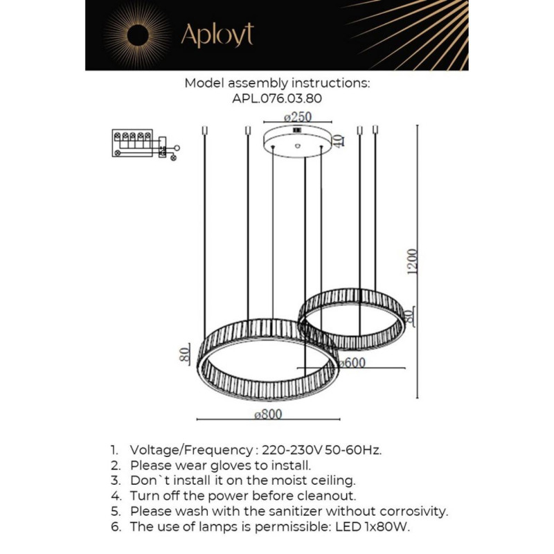 Подвесная люстра APLOYT APL.076.03.80