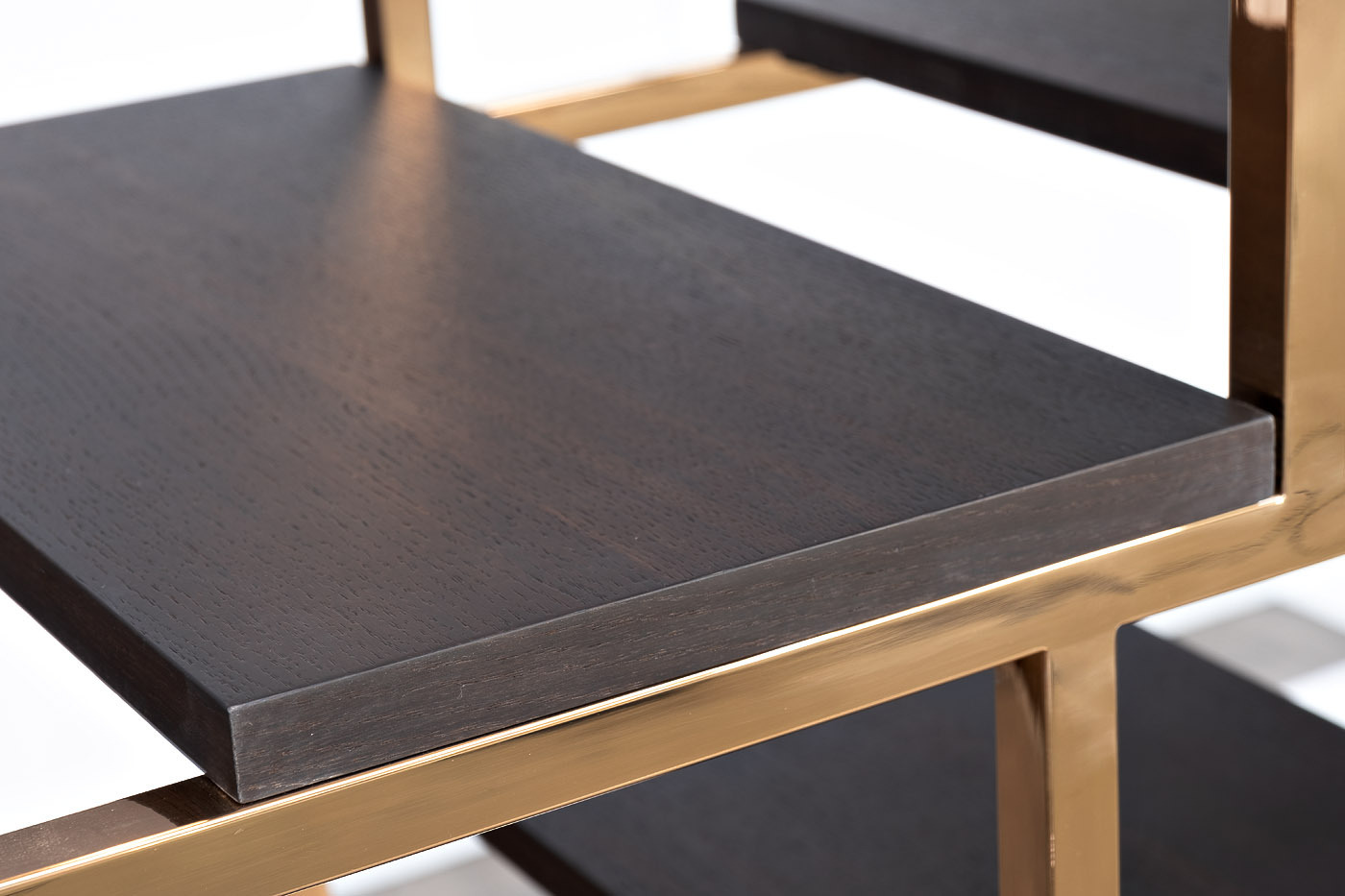 Стеллаж-полусфера розовое золото/темный шпон Garda Decor 77IP-SH1003