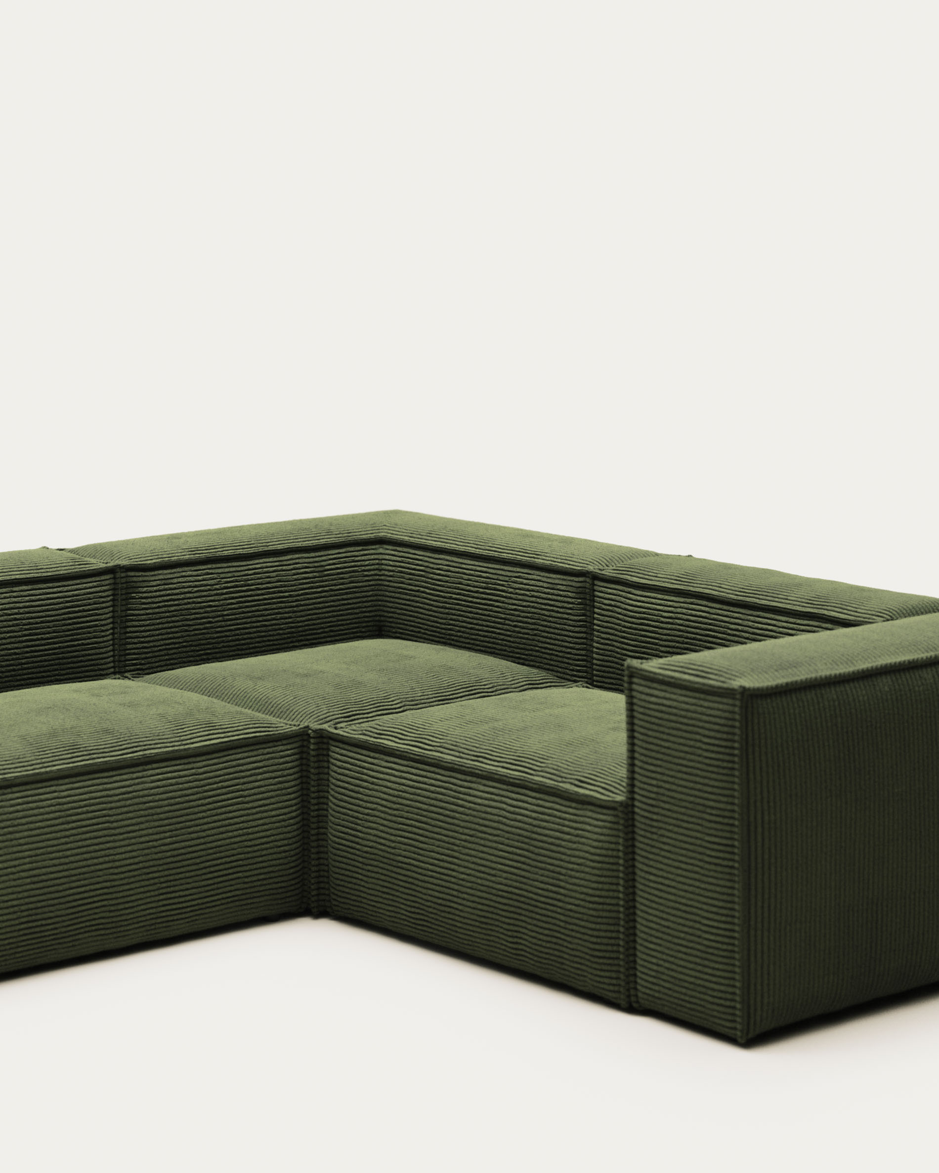 3-местный угловой диван Blok в зеленом толстом вельвете 290 x 230 см La Forma (ex Julia Grup)