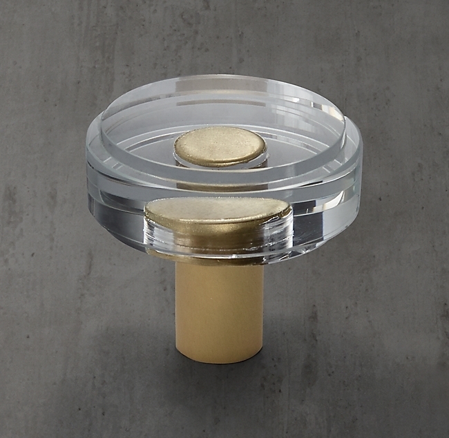 Ручка-кнопка Restoration Hardware Lambeth Crystal d.3.8 Lac.Burnished Brass