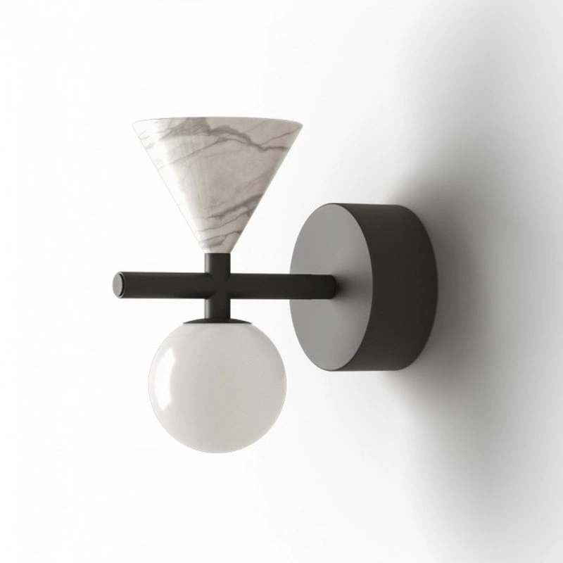 Настенный светильник Oneta черный металл / белый мрамор Aromas del Campo