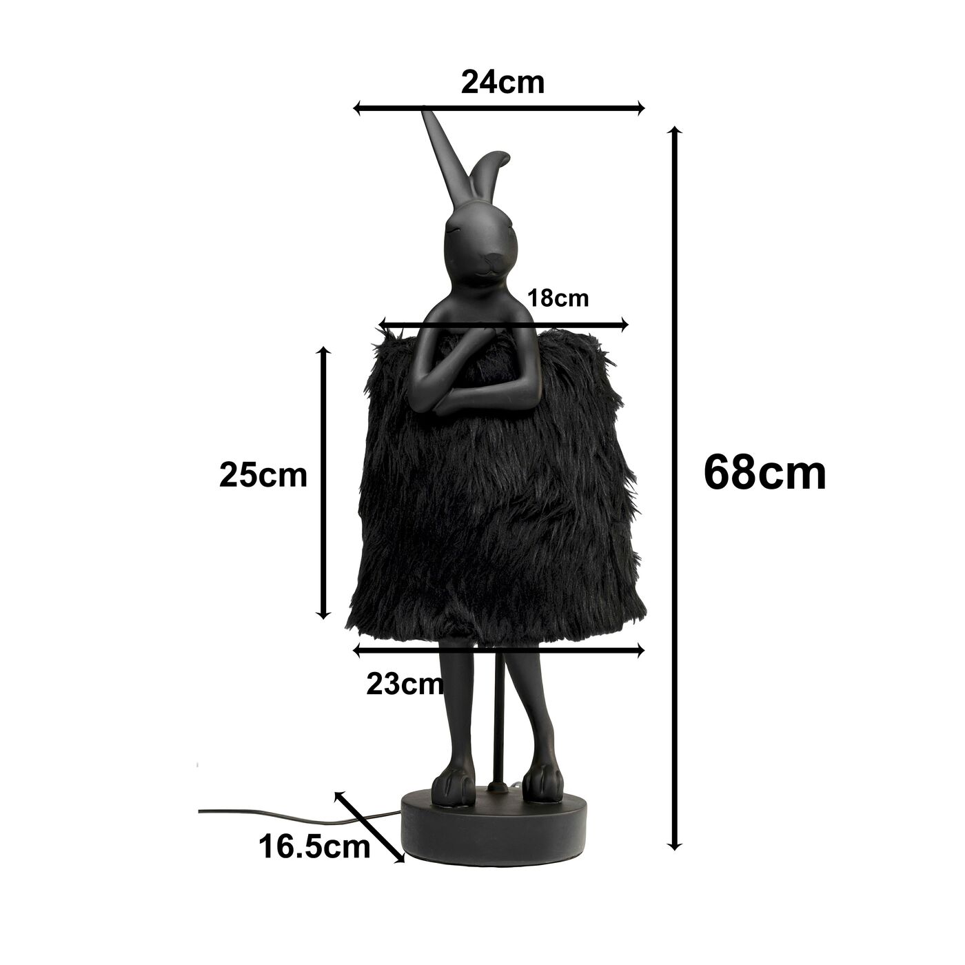 Светильник настольный Animal Rabbit Fur Black/Gold 68cm KARE 56673