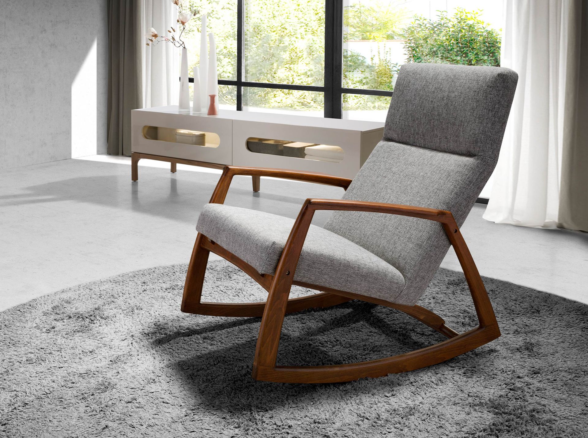 Кресло-качалка 5106/WD972 из серой ткани Angel Cerda