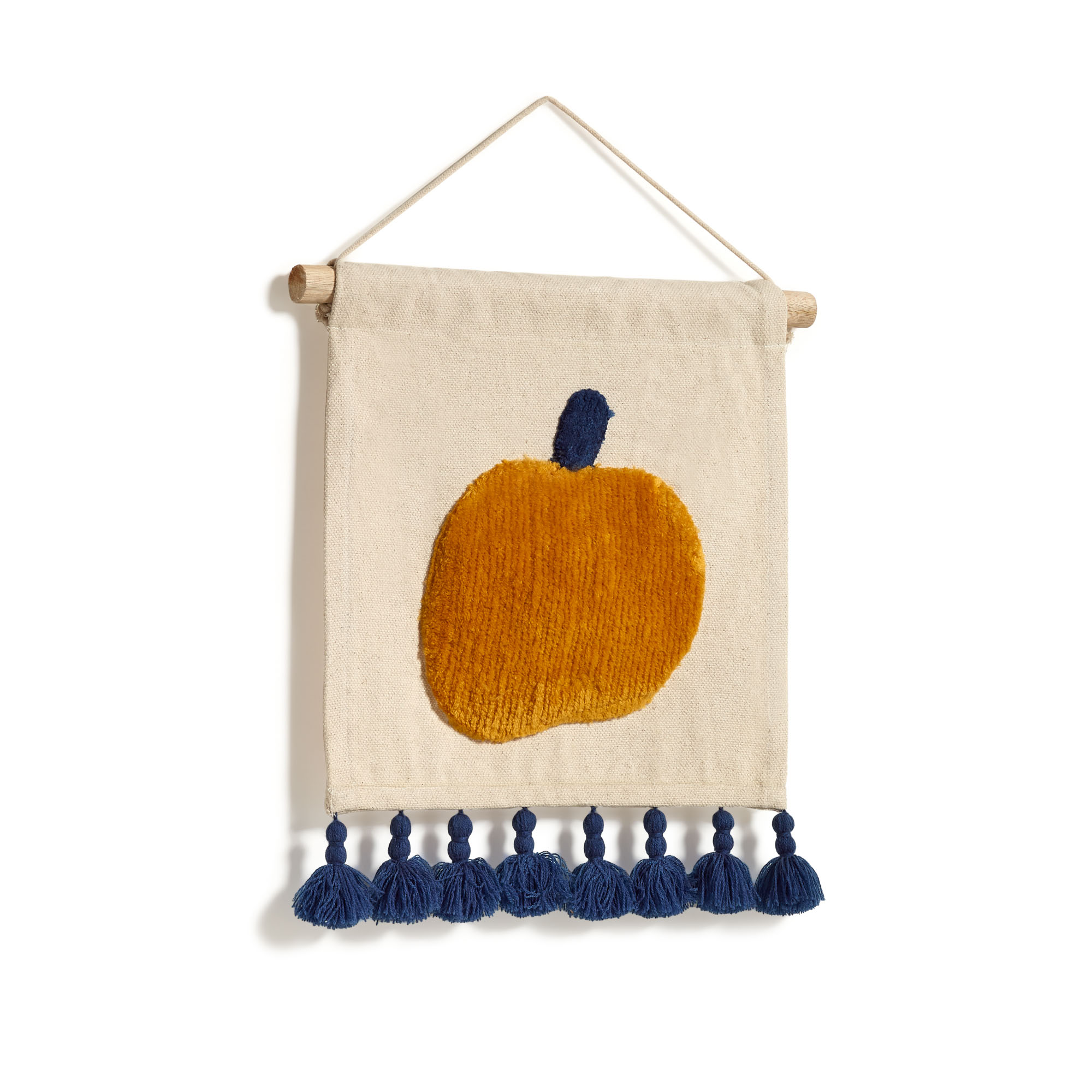Гобелен Amarantha из 100% хлопка с желтым яблоком и синими кисточками белого цвета 30 x 30 см La Forma (ex Julia Grup)