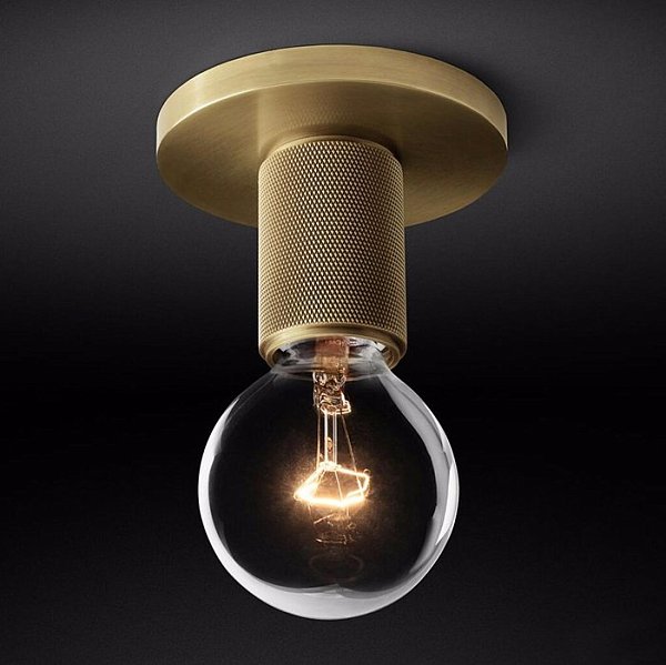 Потолочный светильник RH Utilitaire Socket Flushmount Brass by ImperiumLoft