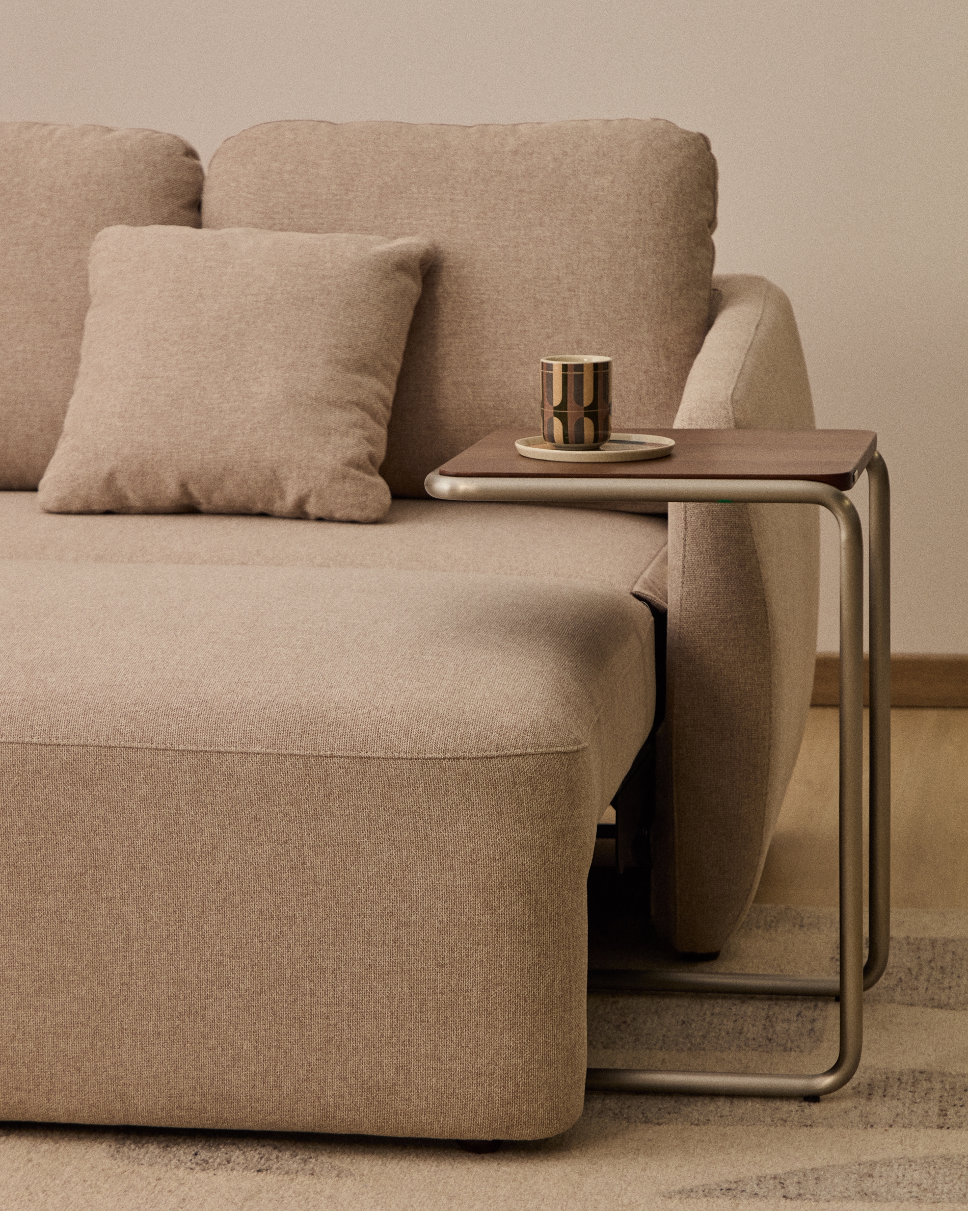 Трехместный диван-кровать Laira из бежевого шенилла, 218 см La Forma 441125