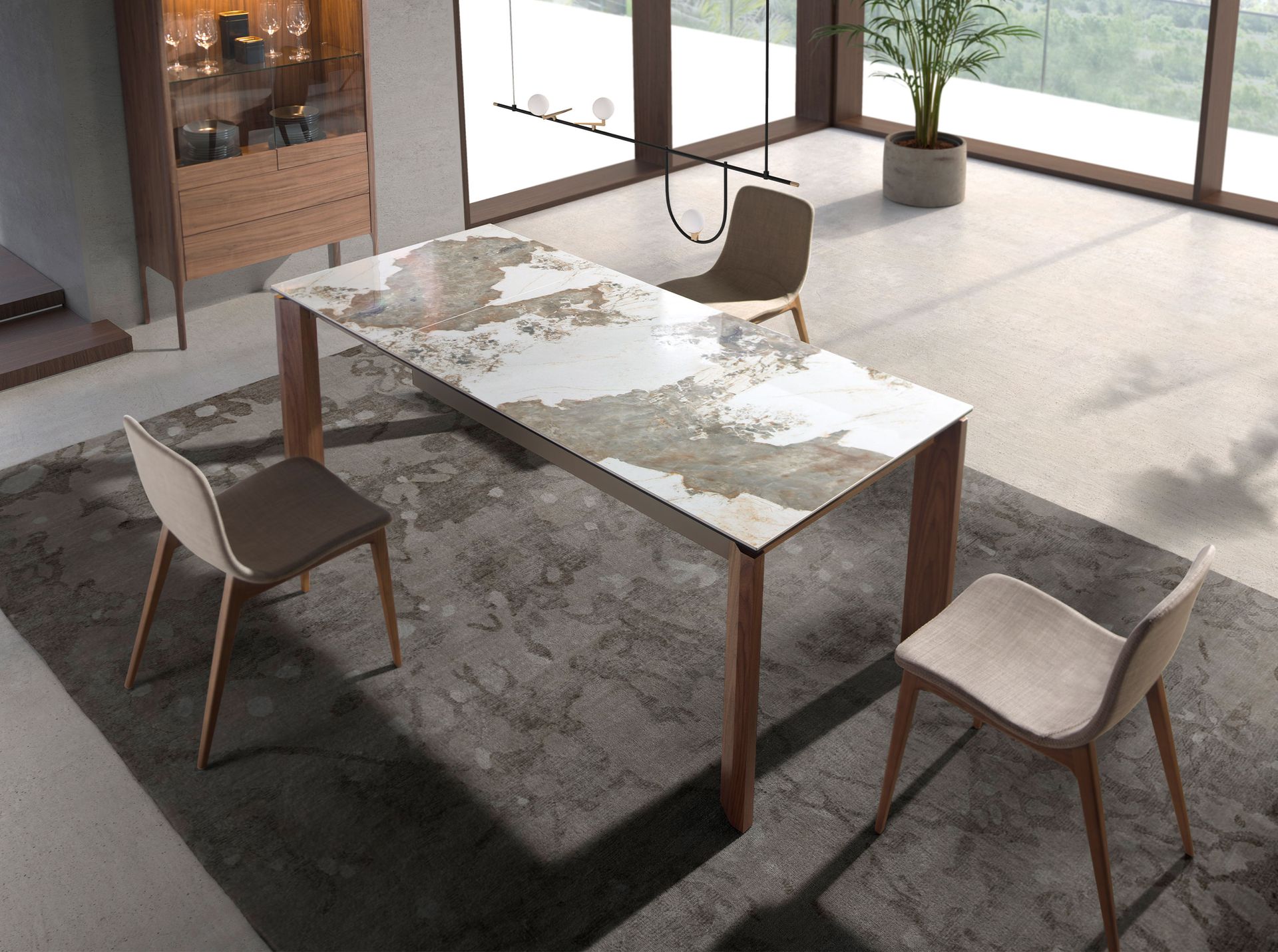 Раздвижной обеденный стол 1118/MC1863DT из мраморной керамики Angel Cerda