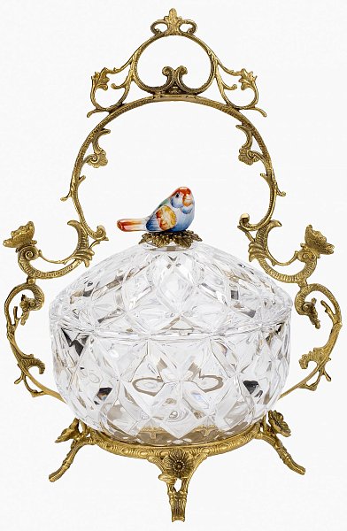 Конфетница с птичкой Glasar HGL481S/GLASS