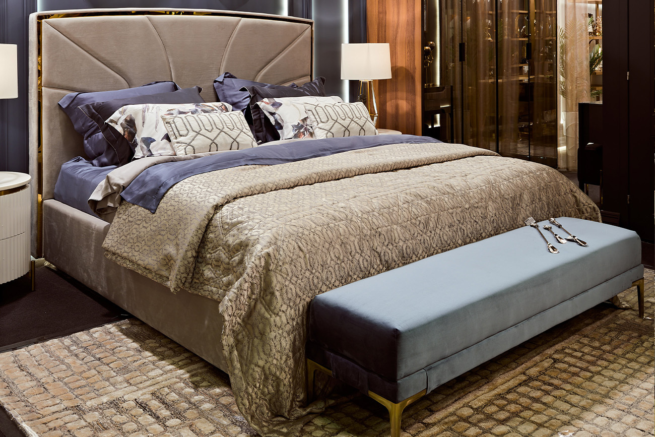 Кровать Lancy велюровая серая Garda Decor 102AN-KRO-3180-SER