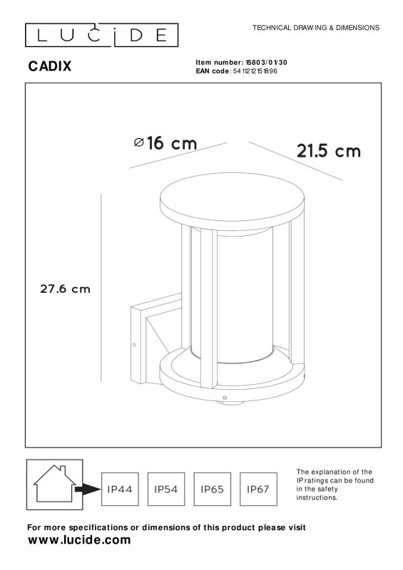 Светильник настенный LUCIDE 15803/01/30