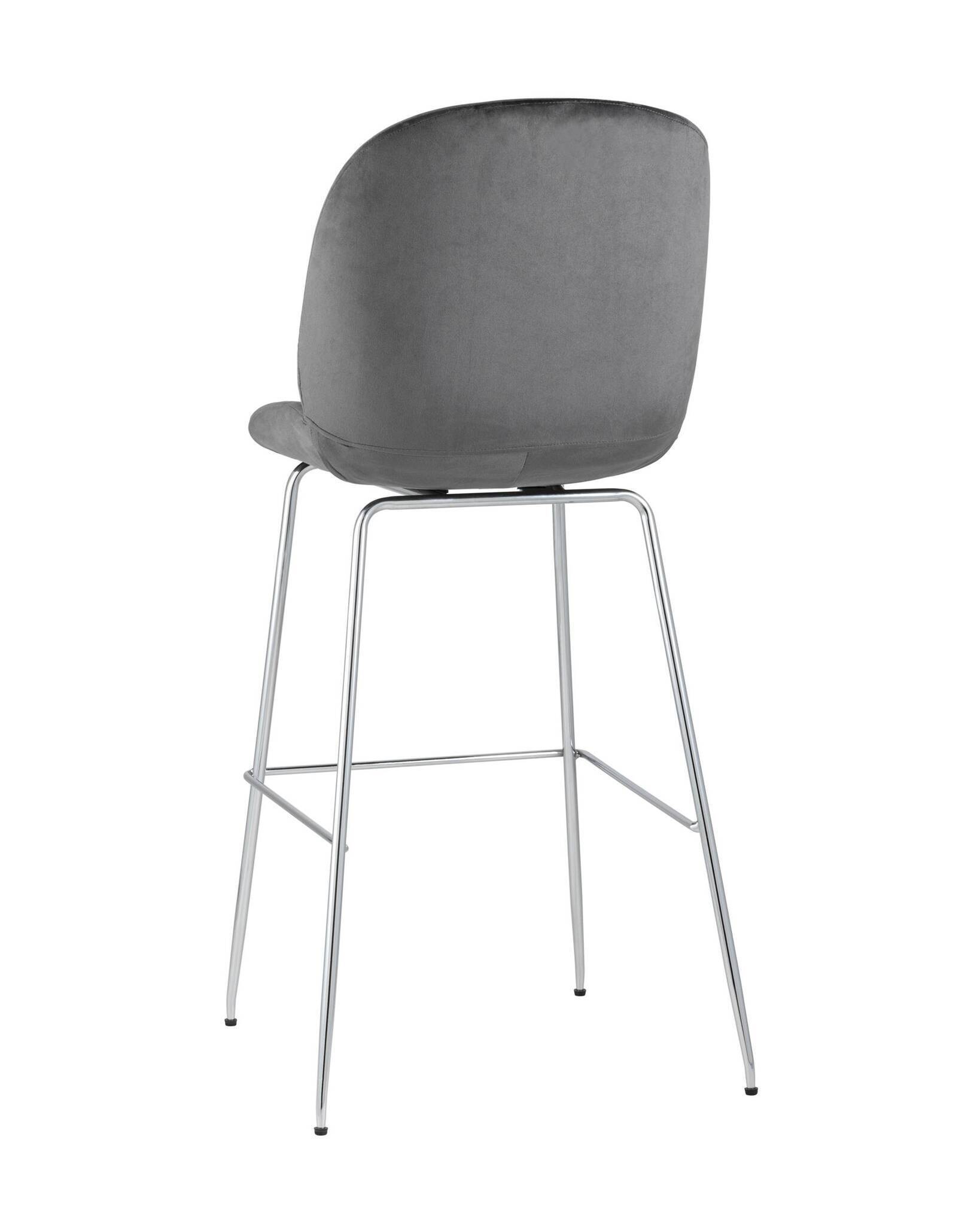 Стул барный Beetle со спинкой серый хромированные ножки Stool Group