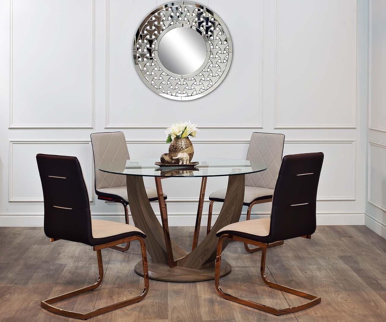 Стол обеденный со стеклом круглый Garda Decor 30F-908