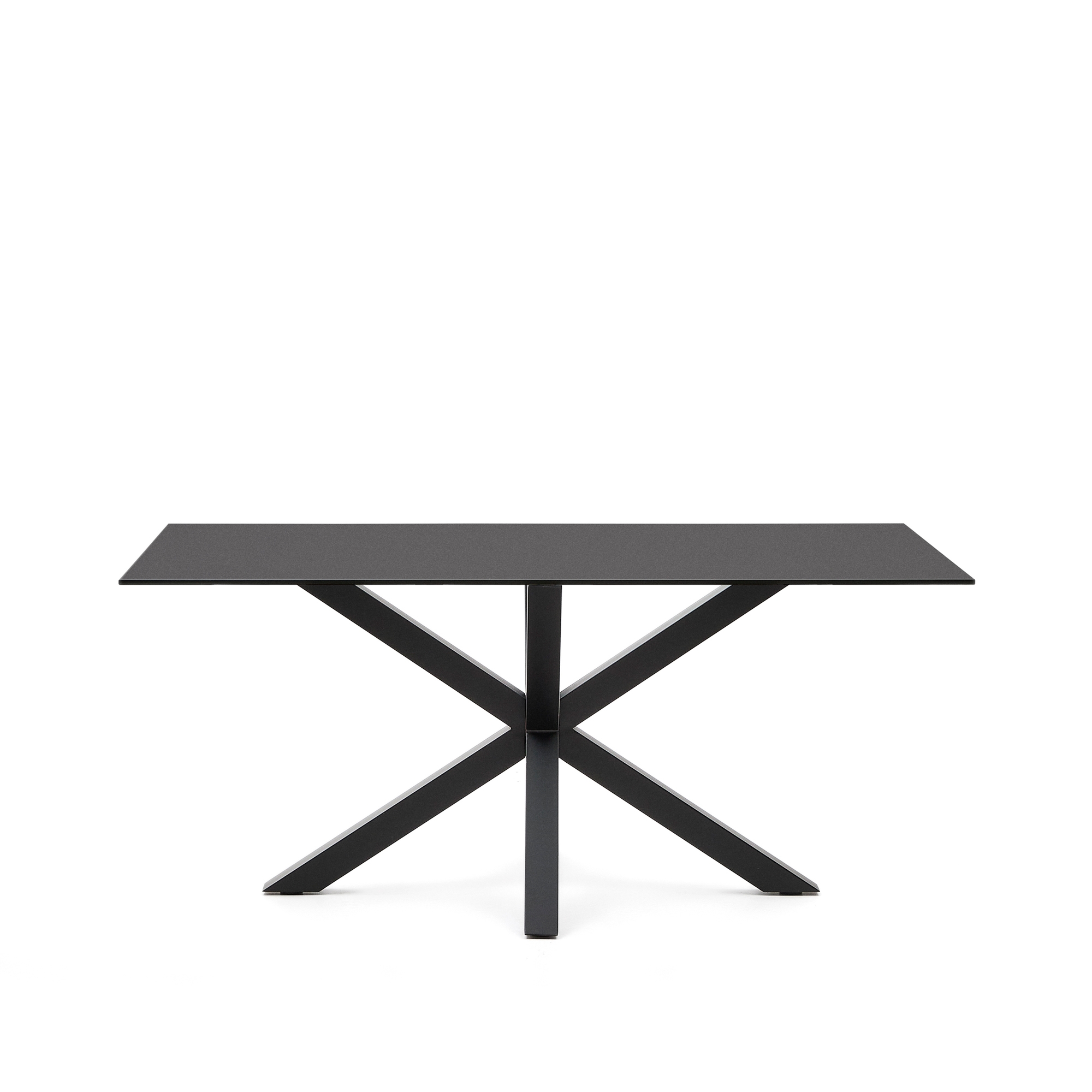 Стол Argo с черным стеклом и черными стальными ножками 160 x 190 La Forma (ex Julia Grup)