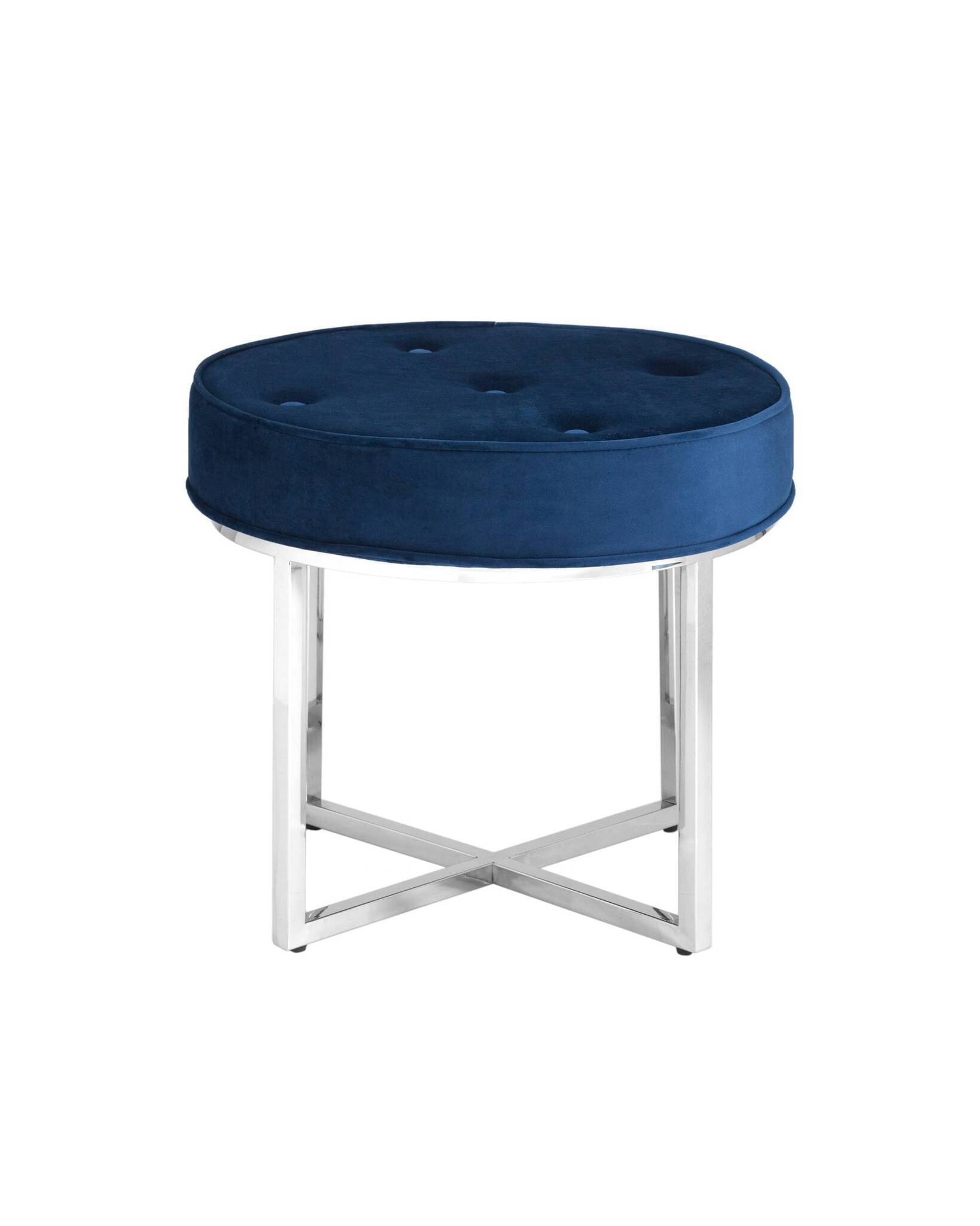 Банкетка САПФИР велюр синий сталь серебро Stool Group