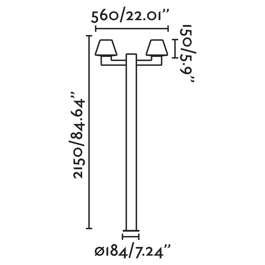 Уличный фонарь Mistu темно-серый 2XE27 MAX 15W Faro