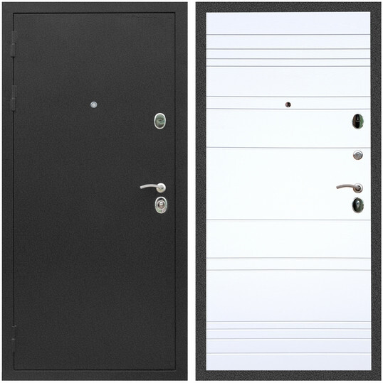 Дверь входная Graf Люкс ТП-70 Черный крокодил / МДФ 6 мм ФЛ Дуб кантри белый горизонт