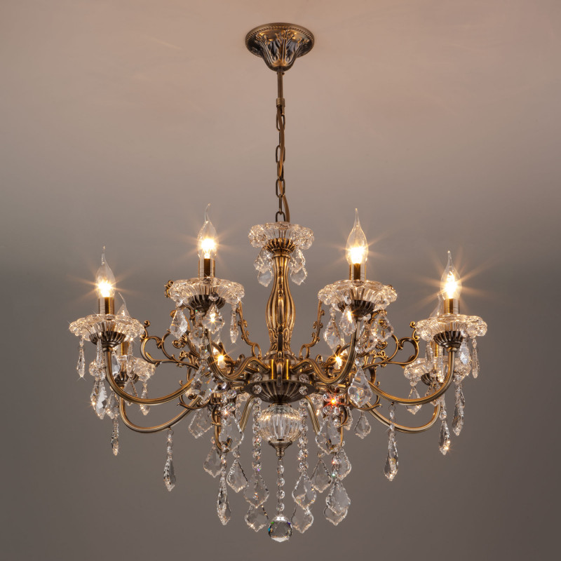 Подвесная люстра Eurosvet 3281/8 античная бронза/прозрачный хрусталь Strotsk
