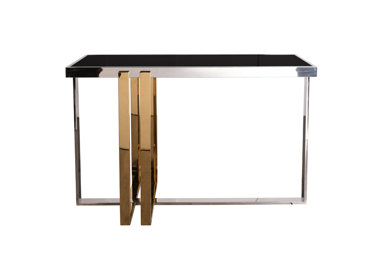 Консоль черное стекло/хром/золото Garda Decor 47ED-20900