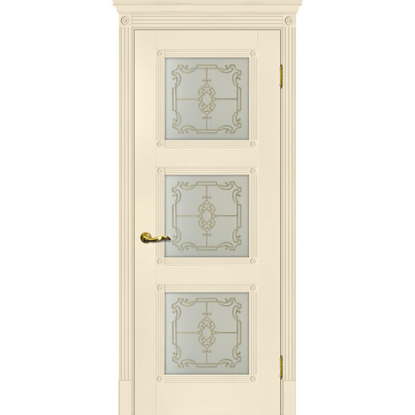 Межкомнатная дверь Graf Флоренция-4 Сатинат, контурный полимер золото Магнолия (2000 х 900)