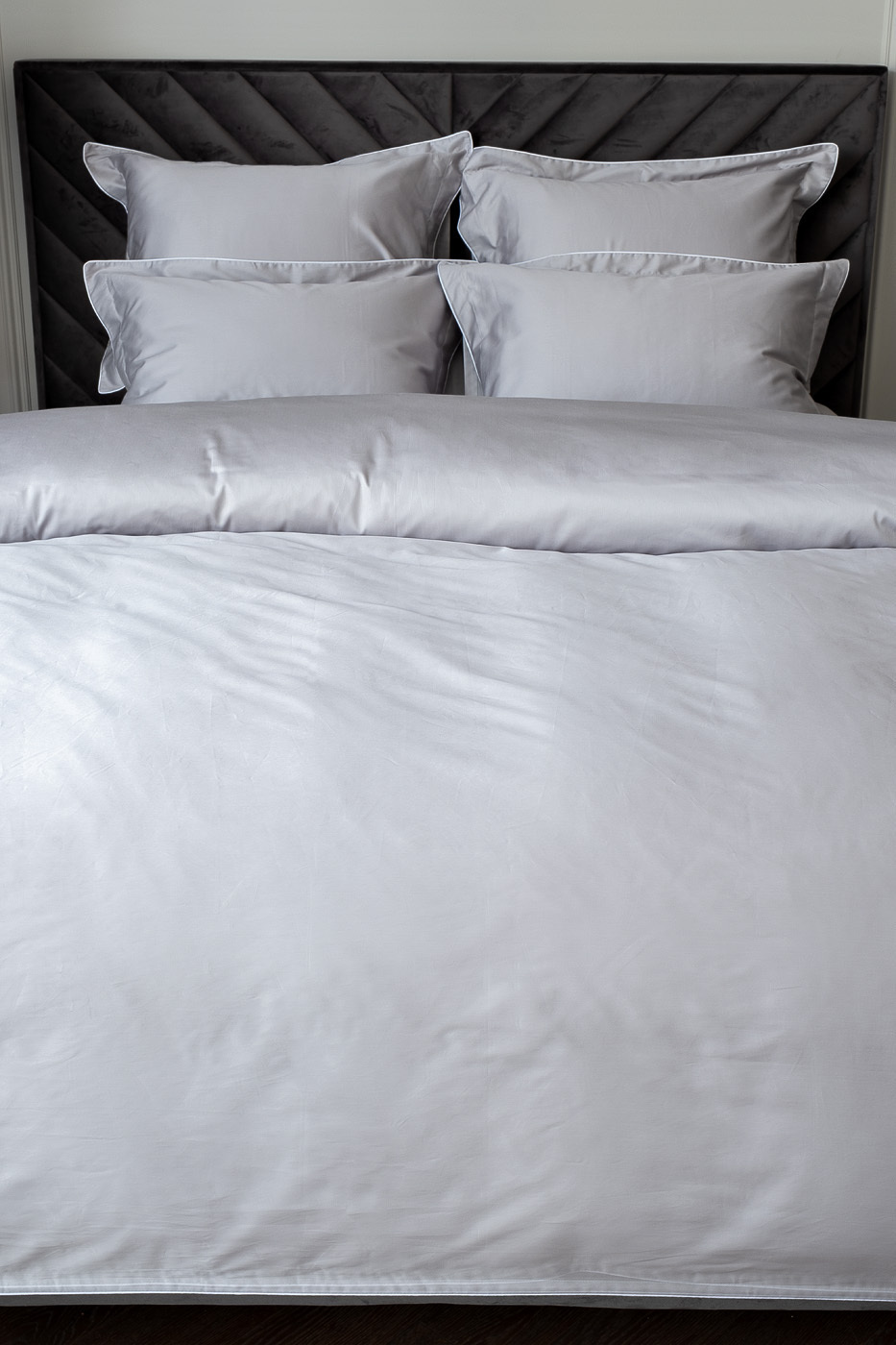 Комплект из 2х наволочек сатиновых 50х70см серый Garda Decor 107TD-D26G2-NAV SER