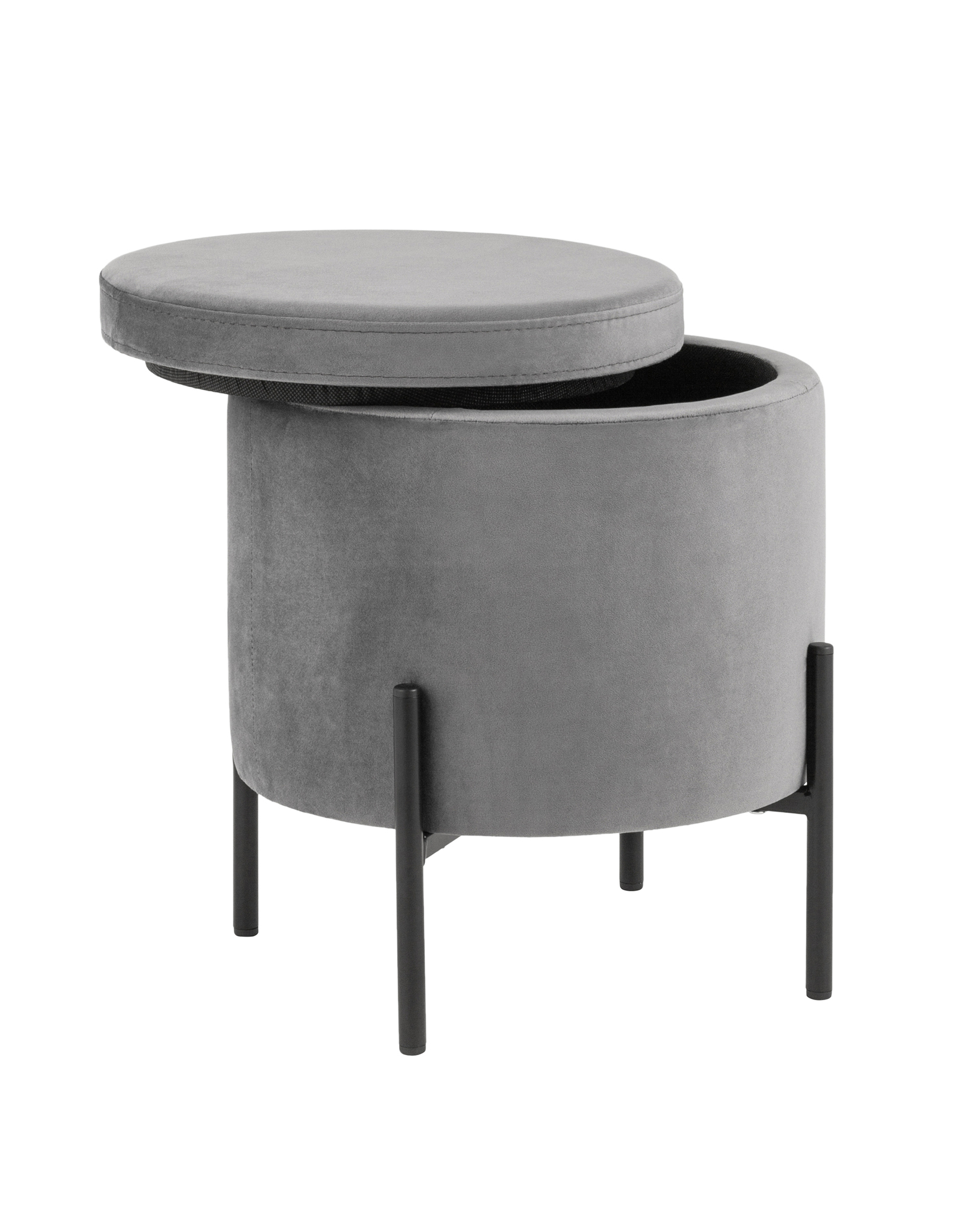 Пуф Грейс с ящиком велюр серый Stool Group