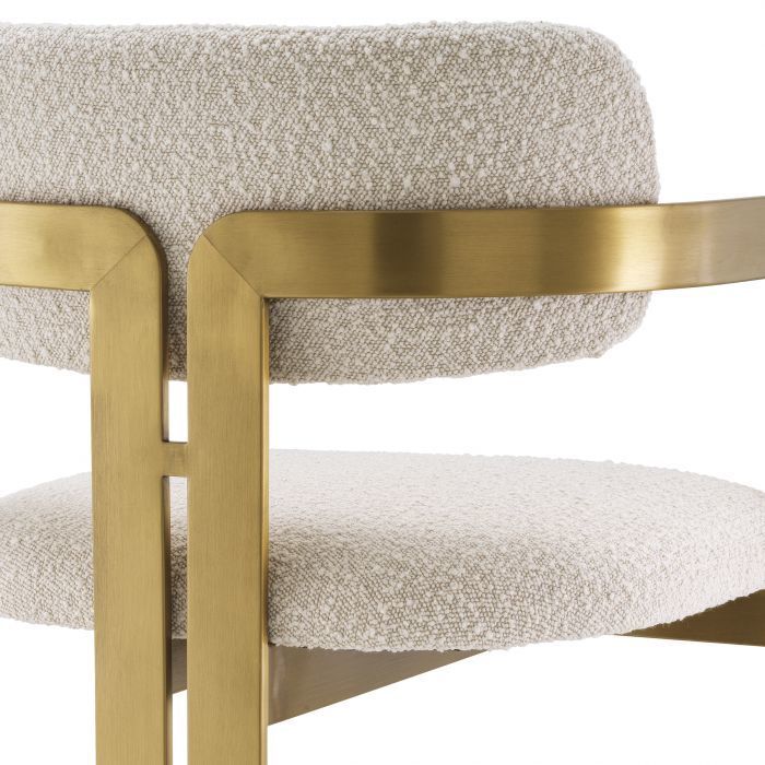 Стул барный Eichholtz Donato brushed brass bouclé cream 115048