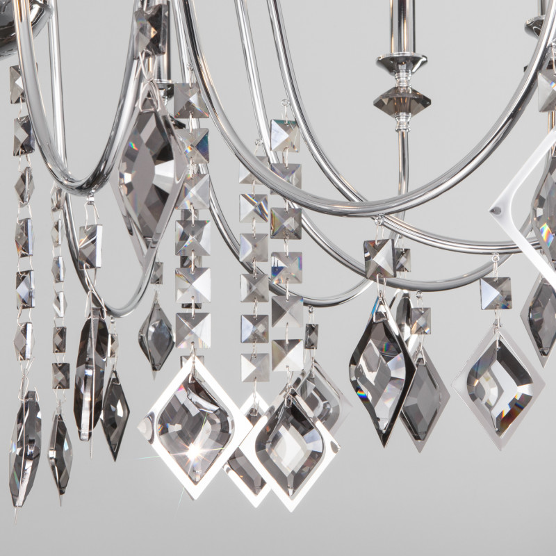 Подвесная люстра Eurosvet 10120/12 хром/дымчатый хрусталь Strotskis Smart (1