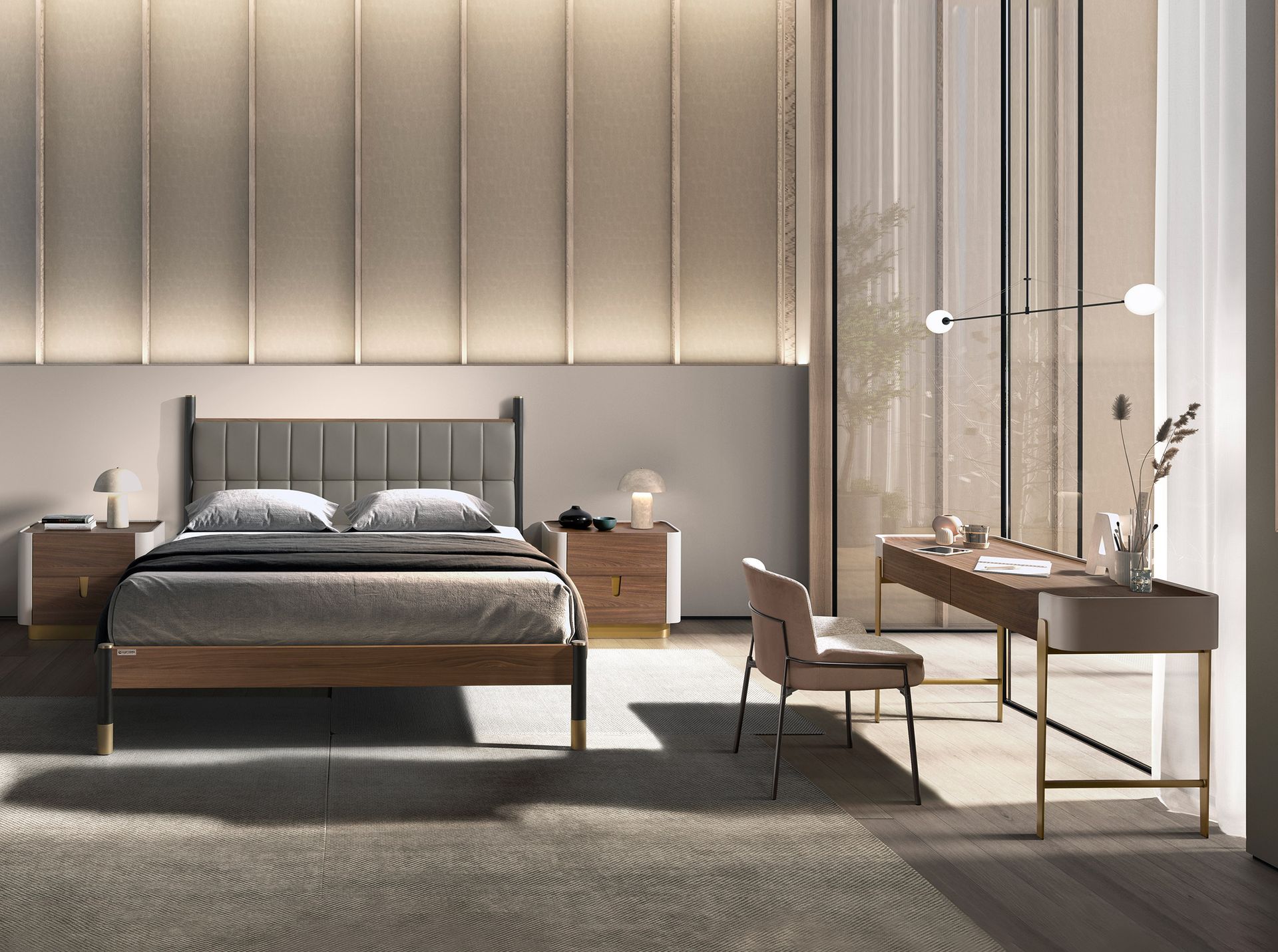 Кровать 7169 из темно-серой экокожи для матраса 150×200 Angel Cerda