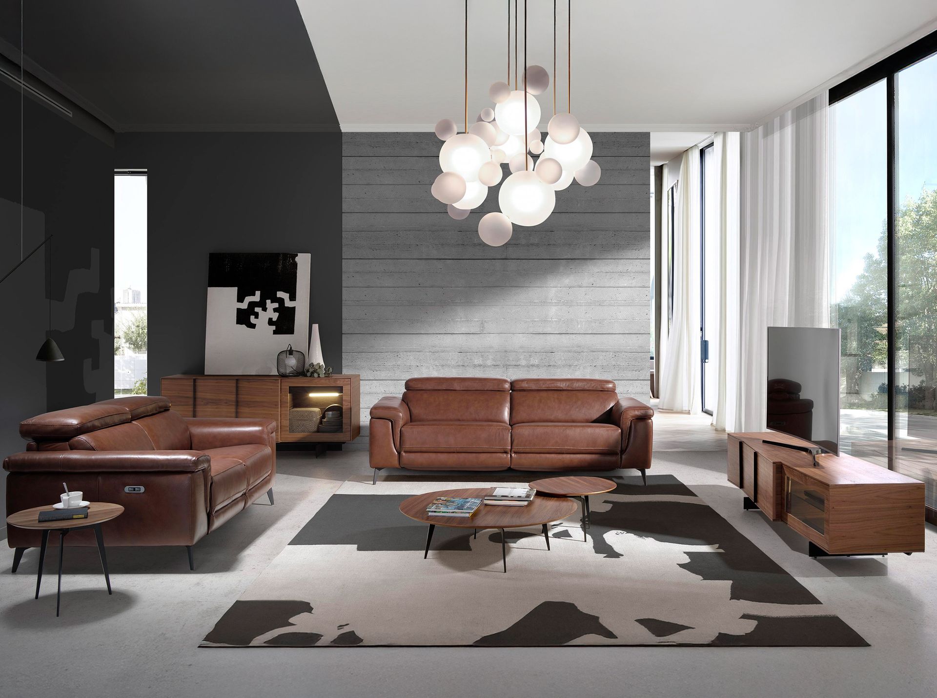 Диван 2-х местный 5319-2P-M1595 /6116 с реклайнером коричневый Angel Cerda