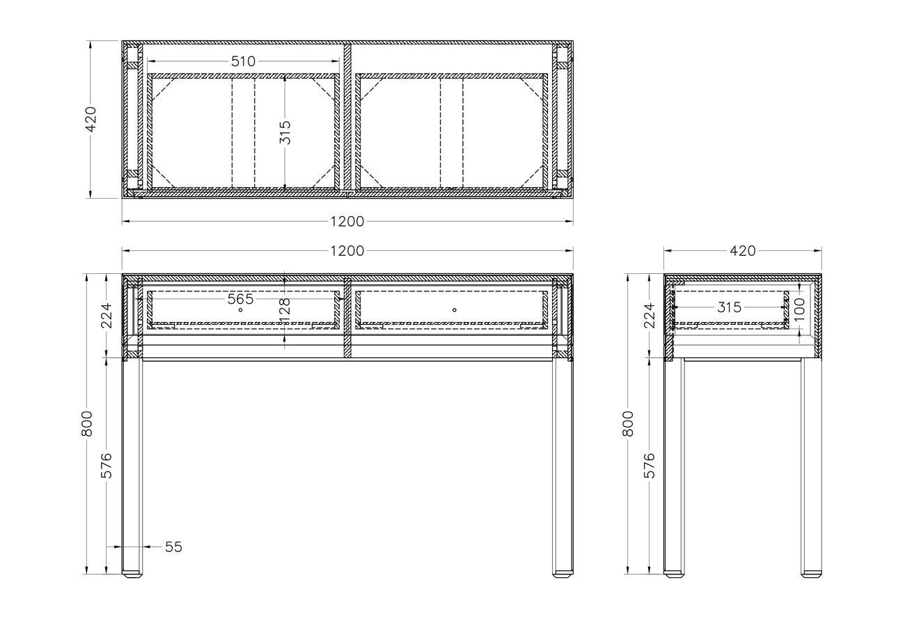 Консоль зеркальная с ящиками Garda Decor KFG038