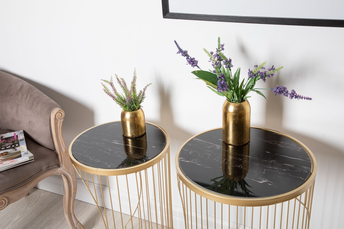 Столик интерьерный с черным мрамором Glasar 54-056