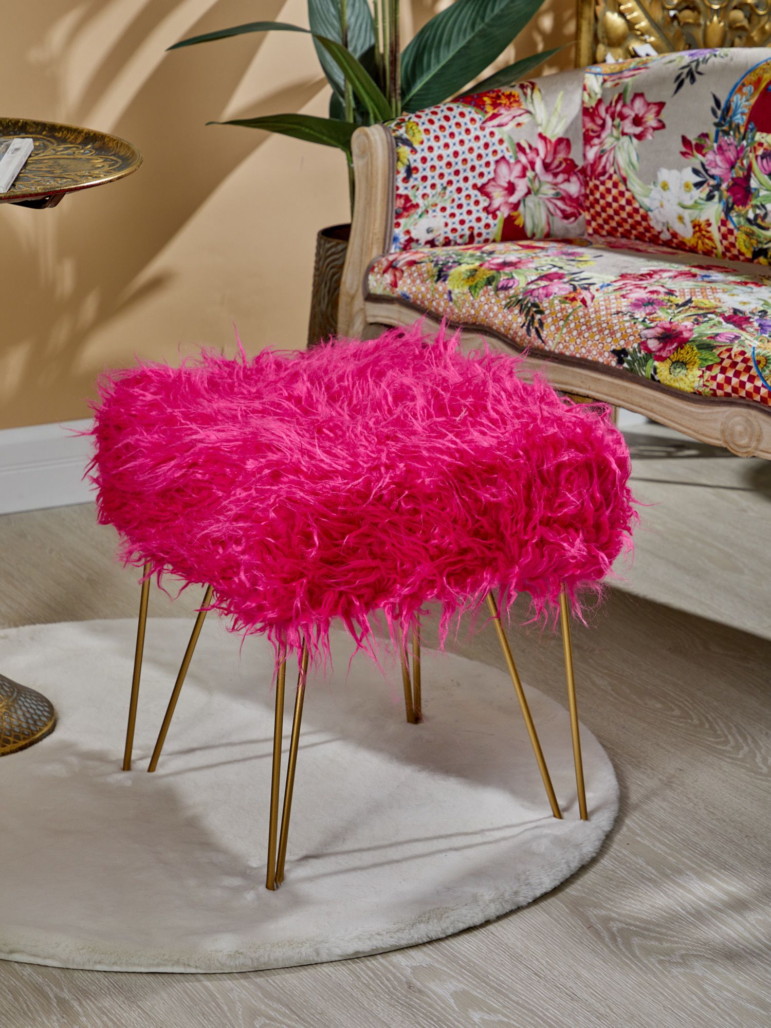 Пуф с меховым ворсом Glasar 49-323