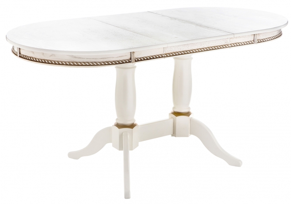 Стол деревянный Woodville Кантри 120 молочный с золотой патиной 406084