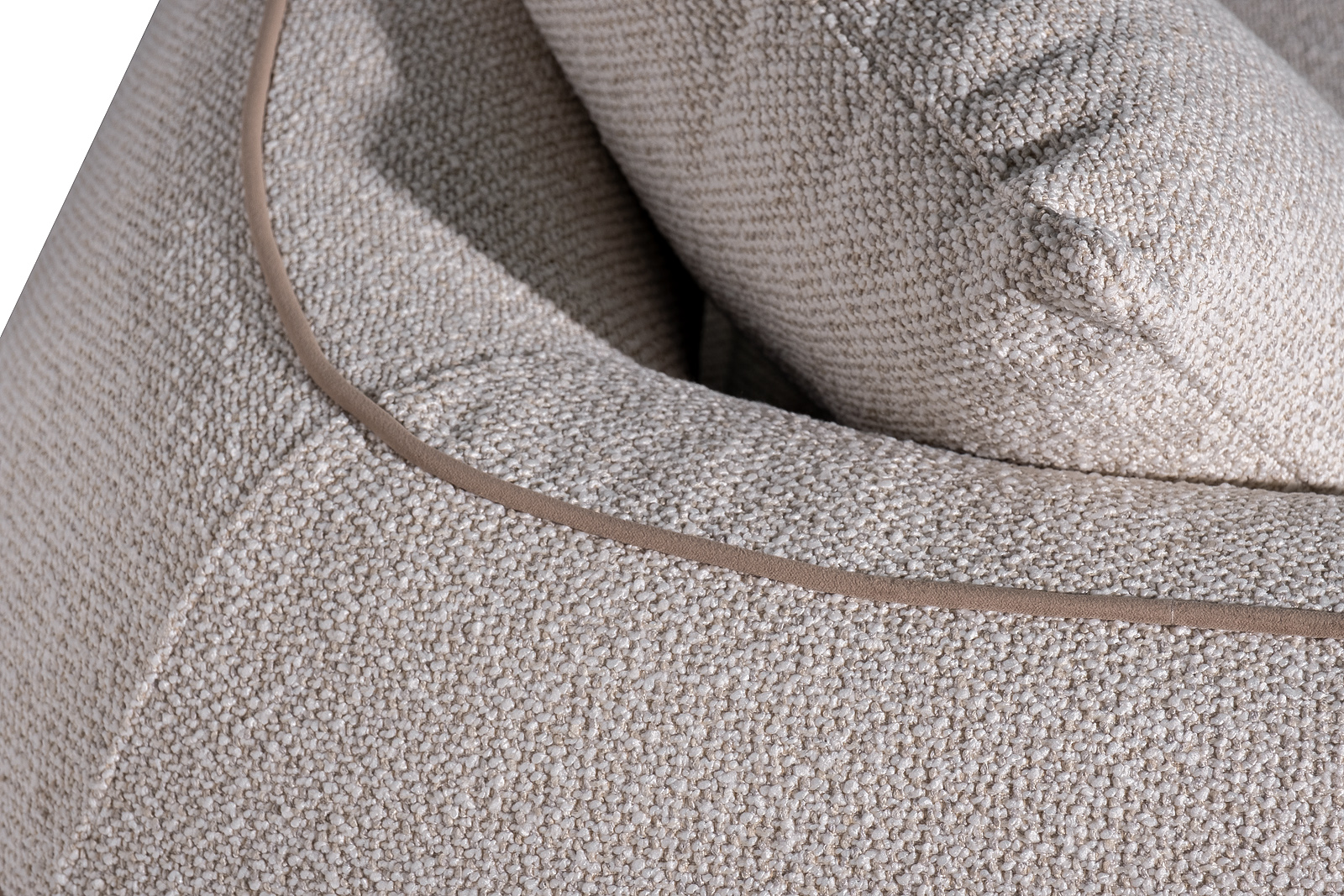 Диван Amelia трехместный букле светлый 253*100*67 с бежевым кантом Garda Decor ZW-25003