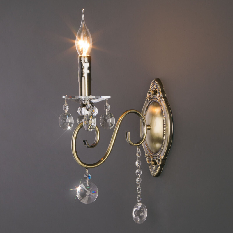 Бра Eurosvet 10104/1 античная бронза/прозрачный хрусталь Strotskis