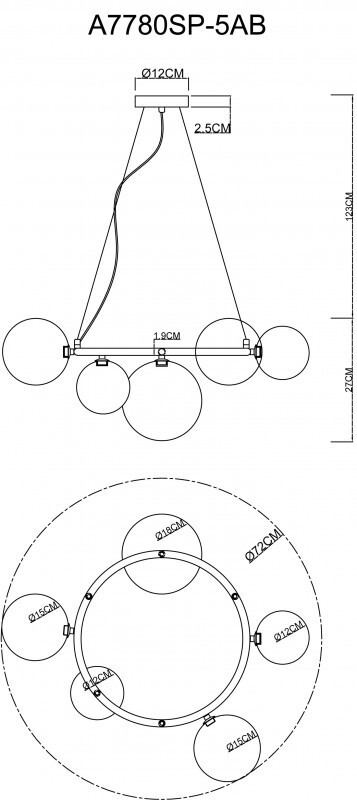 Подвесная люстра Arte Lamp A7780SP-5AB