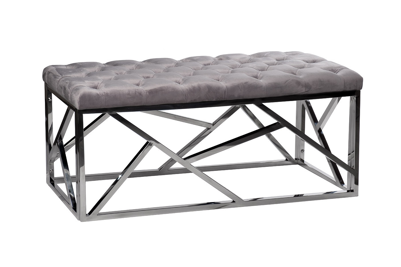 Банкетка велюровая серая/хром Garda Decor 76AR-7160BAN-SER
