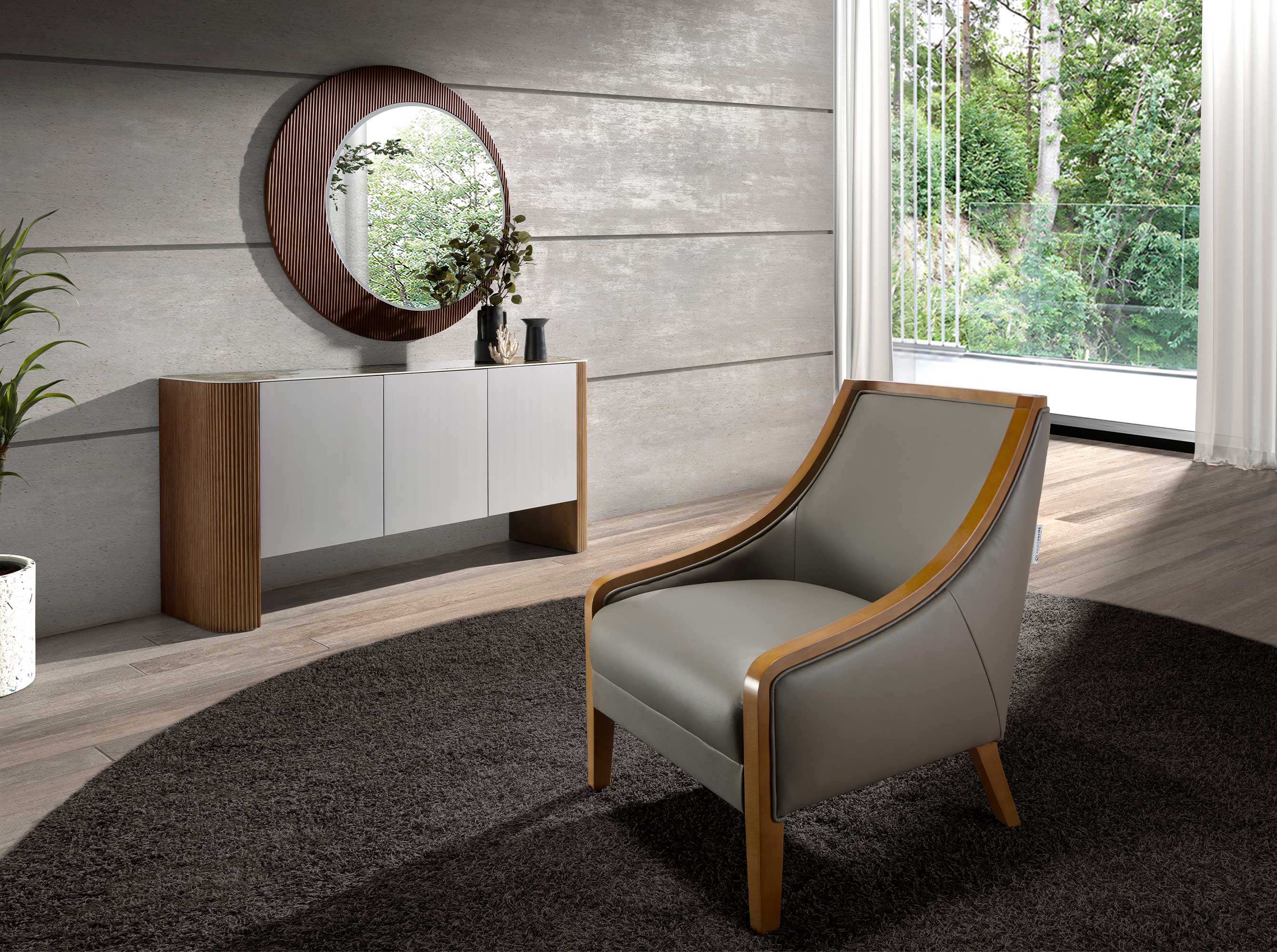 Круглое настенное зеркало 3262/MIR23067 в раме из орехового дерева Angel Cerda