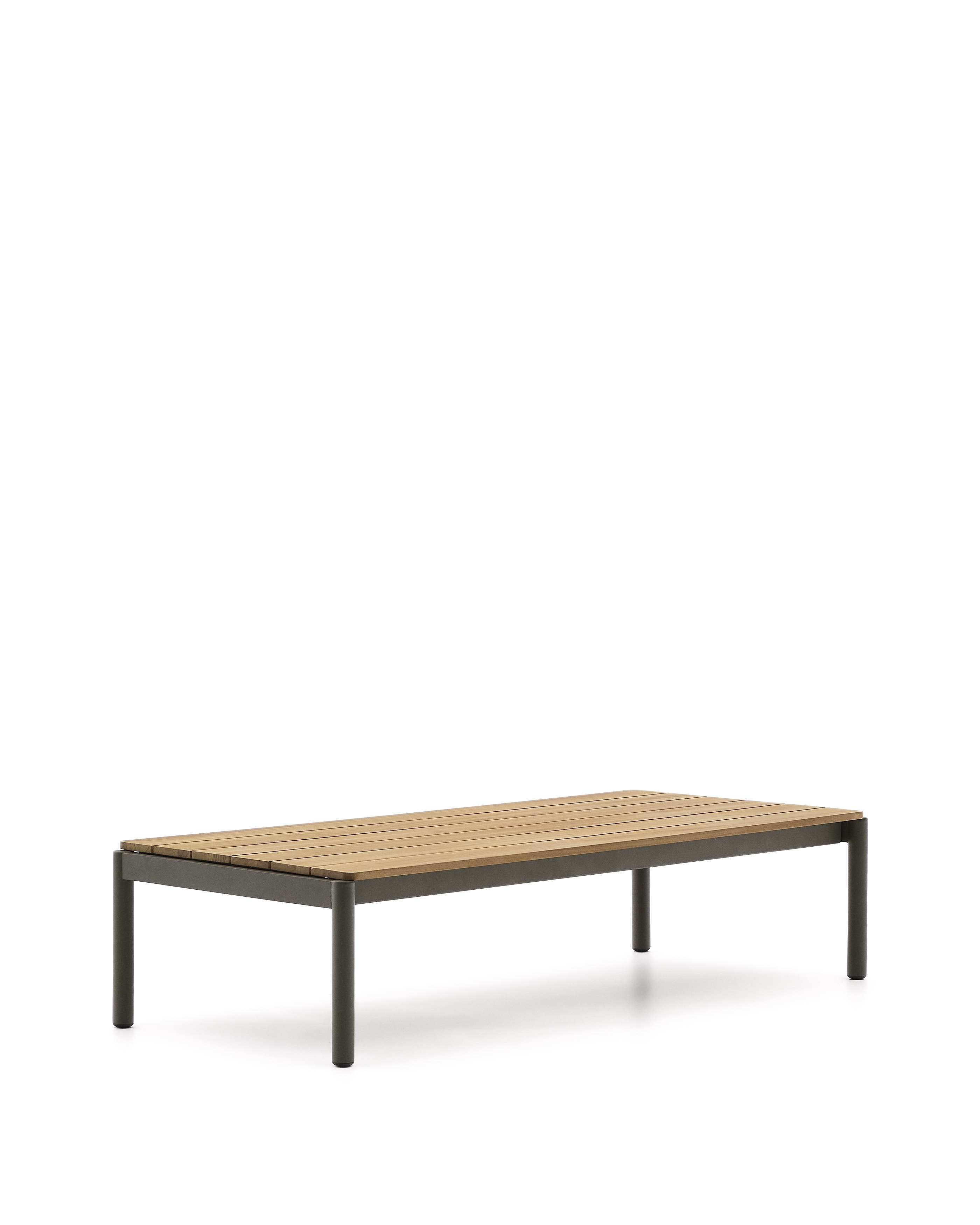 Журнальный столик Sorells из зеленого алюминия и тикового дерева 63 x 144,6 см La Forma 253953